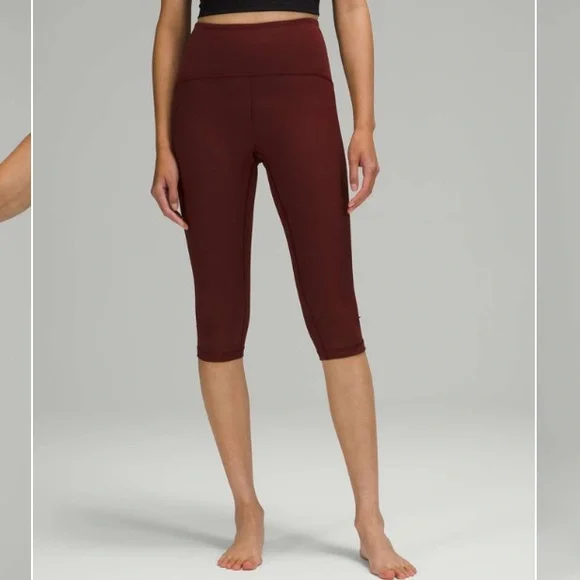 Lululemon Ribbed Contoured High Rise Crop 17” Red Merlot 8 - Picture 2 of 6